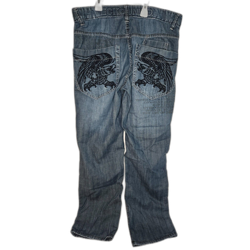 Vintage Ecko Unltd Embroidered Eagle 1972 Baggy Jeans | Men's Size 34 | Blue